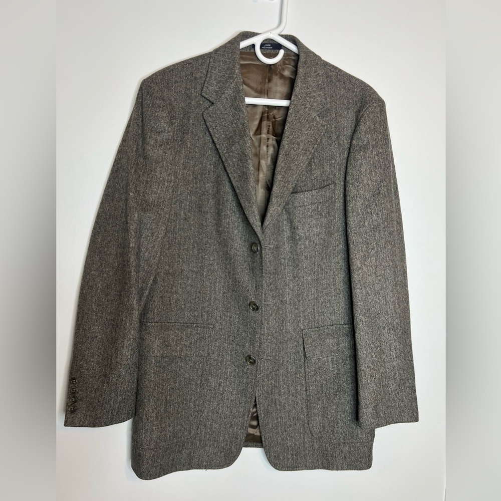 J.Crew Wool Blazer Men’s 39R  Tweed / Herringbone Sports Coat Jacket In Brown - Picture 2 of 13